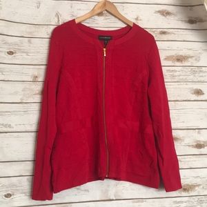 Lane Bryant • red ribbed zip top cardigan blazer